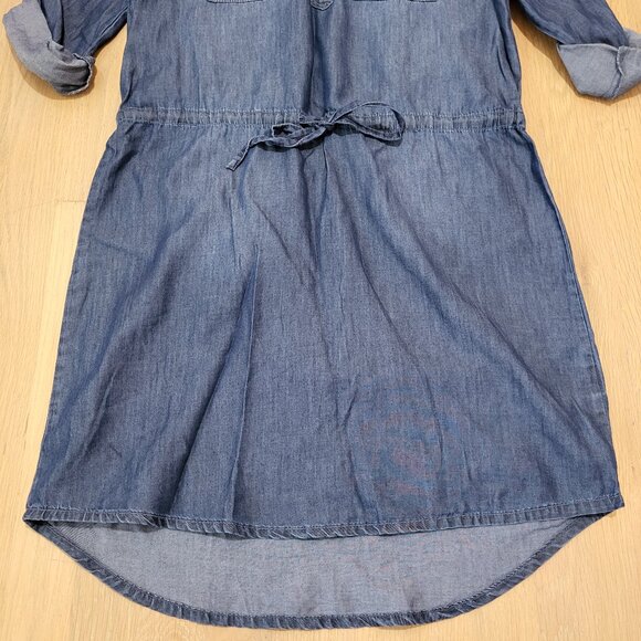 Gloria Vanderbilt Dress Denim Above Knee XS Chambray Roll Tab Sleeve Drawstring - Picture 5 of 14